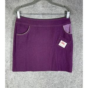 Avoca Anthology Cats Away Mice Play Wool Blend Skirt Juniors Sz 1 Purple Pockets